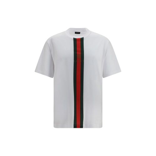 Web Stripe Cotton T-Shirt — White