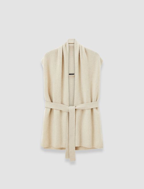 Brushed Cashmere Sleeveless Wrap - L