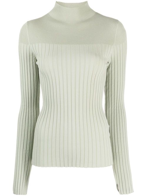 High-neck ribbed-knit top - Green