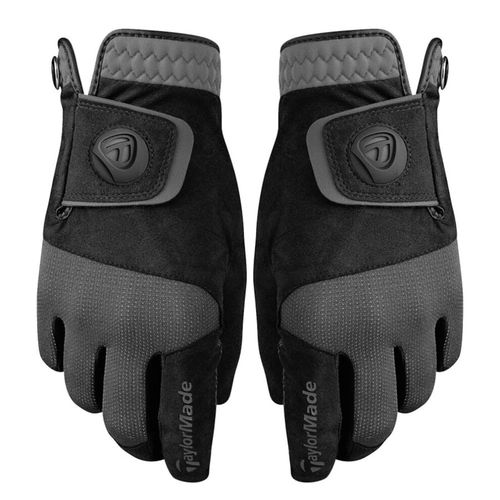 TaylorMade Golf RAIN CONTROL GLOVE (BLACK/GRAY  LARGE)  BLACK/GRAY(LARGE  PAIR)