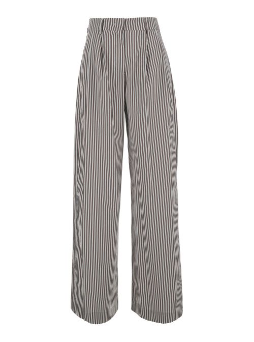 High-Waist Striped Trousers — Brown