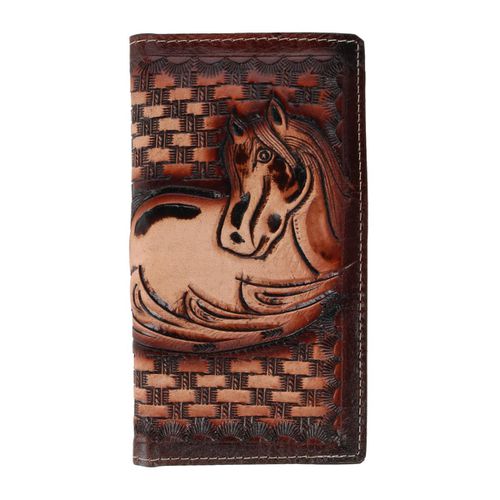 Western Themed Leather Embossed Horse Checkbook Cover