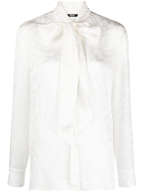 Barocco-jacquard satin blouse - White