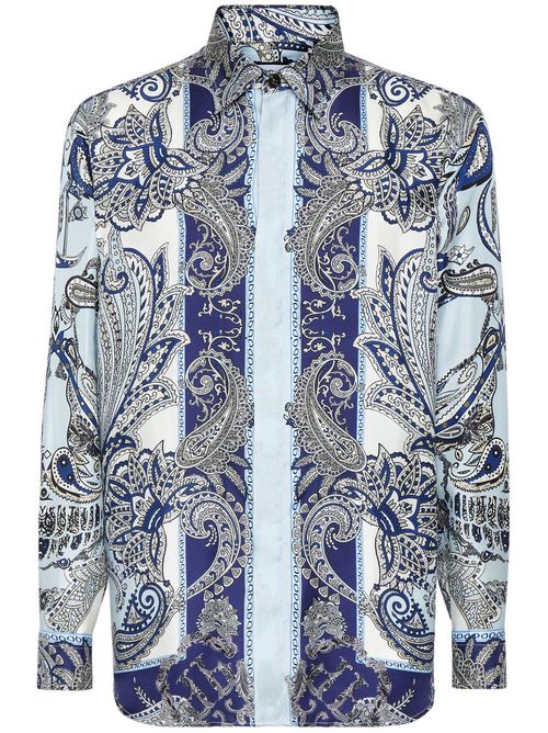 Paisley-print silk shirt - Blue