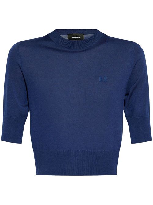 Logo-embroidered top - Blue