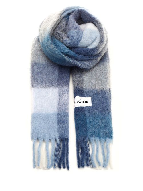 Wool Mohair Check Scarf