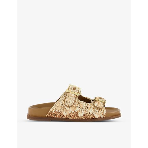 Womens Natural-raffia Lolitas Buckle-fastening Flat-sole Raffia Sandals
