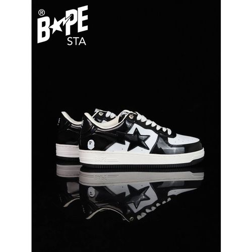 A BATHING-APE Classic Lacquer Leather Splicing Fashion Board Shoes Air Force No.1 Board Shoes Men And Women 22 Color Option