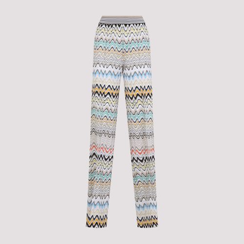 Wide Zigzag Viscose and Cotton Trousers