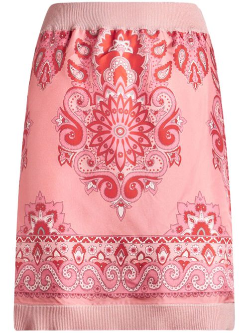 Printed-panel knitted skirt - Pink