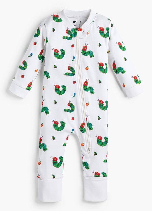 One-Piece Baby Pajamas In The Very Hungry Caterpillar | Baby | : 9-12M | Unisex Boy Or Girl - Monica + Andy Organic Baby Clothing