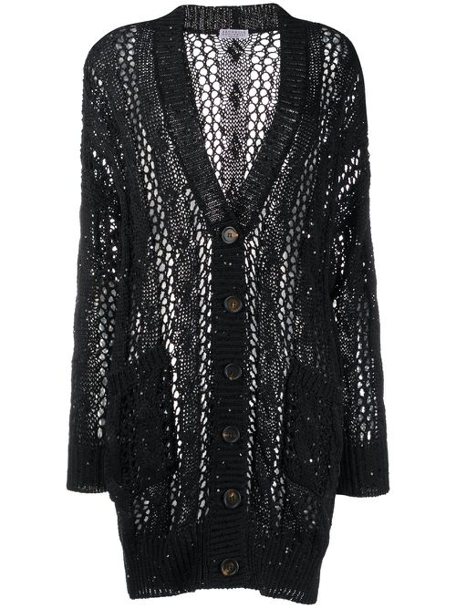Brunello Cucinelli ribbed loose knit cardigan - Black