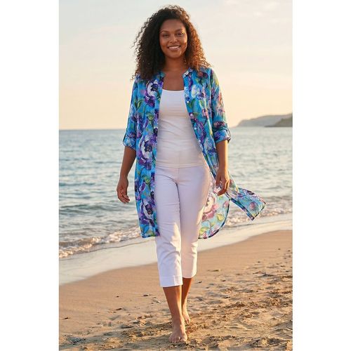 Roman Womens Curve Water Colour Blouse - Blue