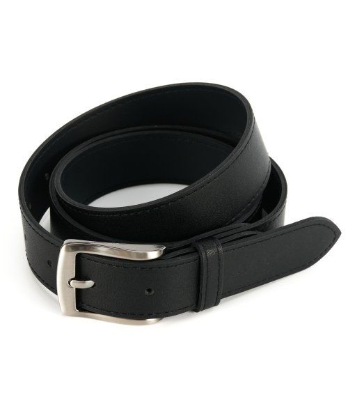 Miller Silver Wave Buckle Faux Leather Black