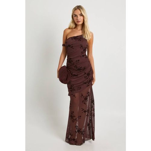 Boohoo Women's Strappy Devore Maxi Dress in Chocolate