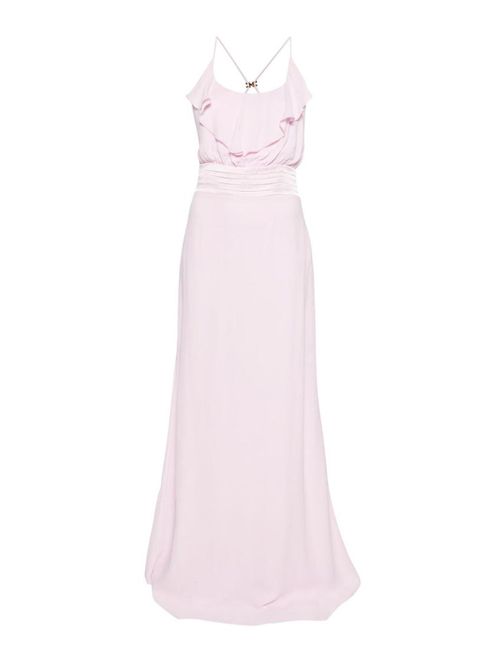 Long pink dress with ruffles