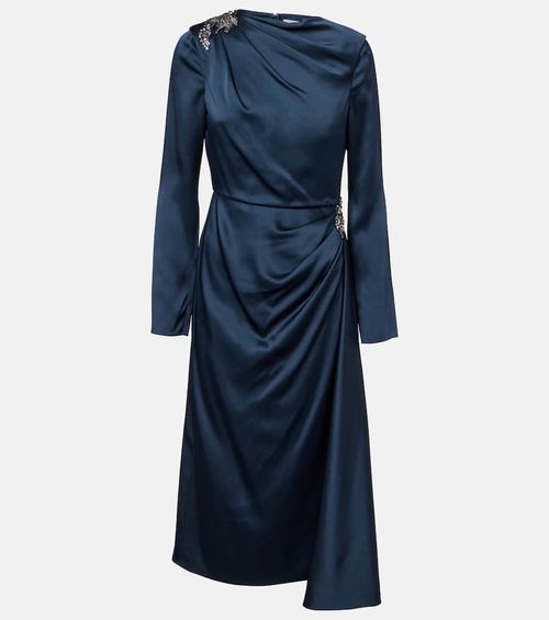 Crystal-embellished satin cady cocktail dress