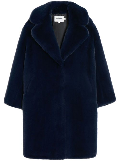 Steffi wide-lapels faux-fur coat - Blue