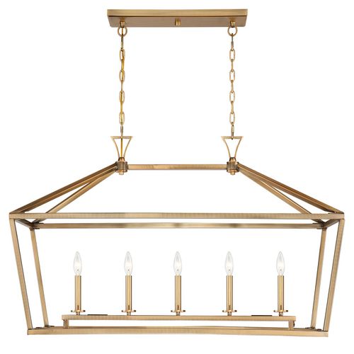 Savoy House Townsend 5-Light Linear Chandelier in Warm Bras