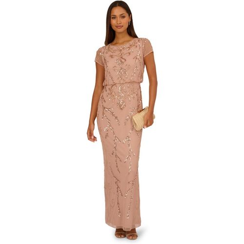 Adrianna Papell Womens Studio Bead Blouson Long Dress - Pink