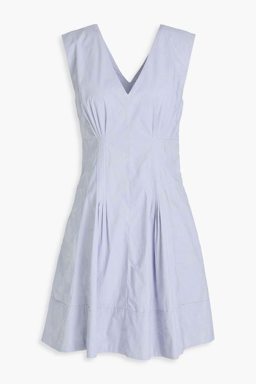 Pleated floral-print cotton-poplin mini dress