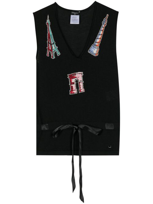 2006 intarsia-knit tank top - Black