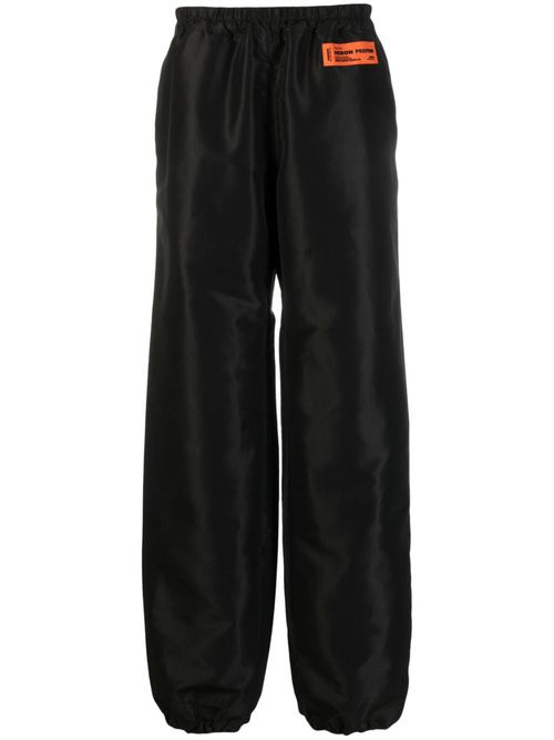 Logo-patch wide-leg trousers - Black