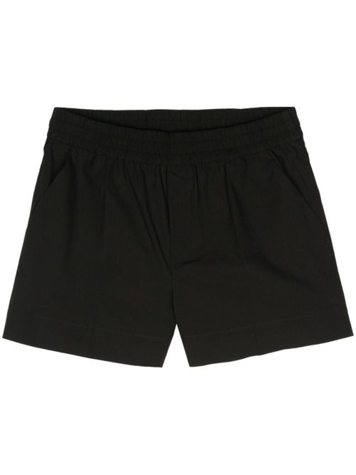 Black pressed-crease poplin shorts