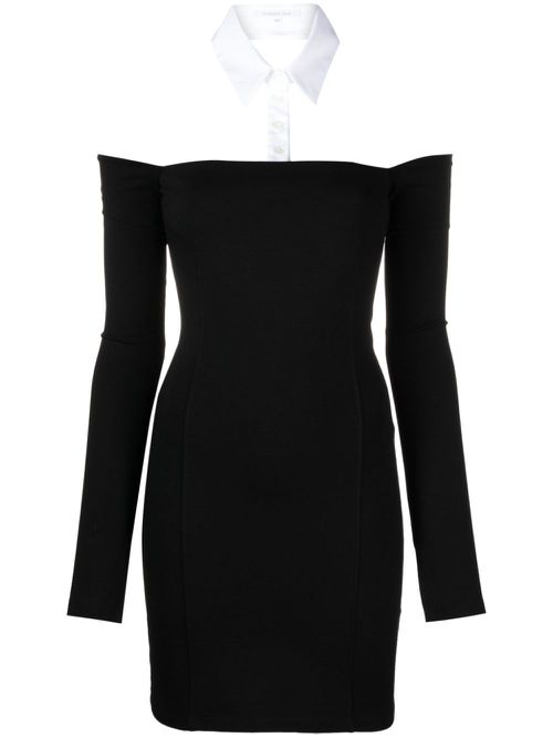 Detachable-collar sheath mini dress - Black