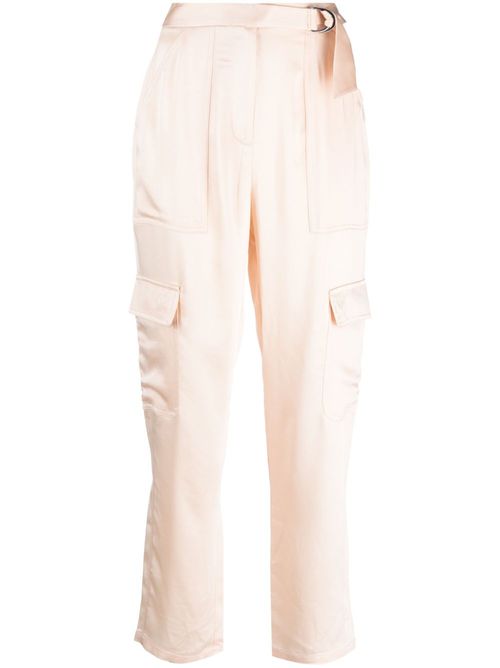 Satin-finish cropped trousers - Neutrals