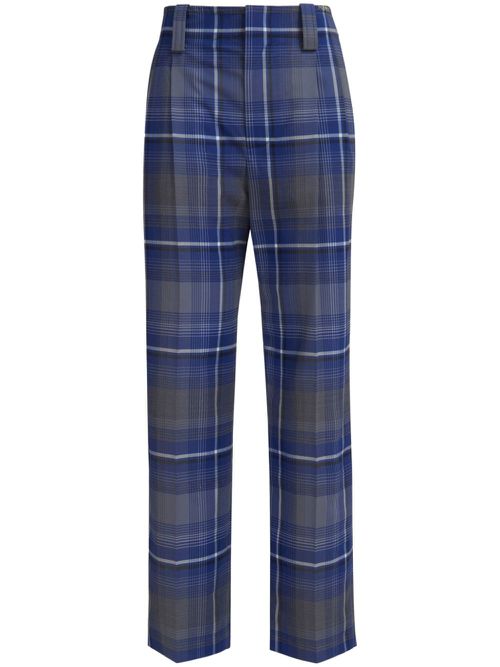 Check-print tailored trousers - Blue