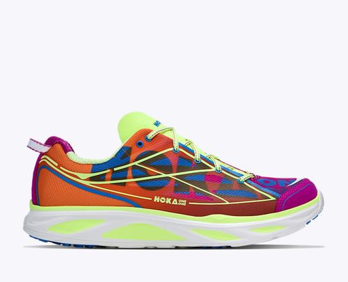 HOKA Huaka Pro Shoes in Fuchsia/Neon Yuzu