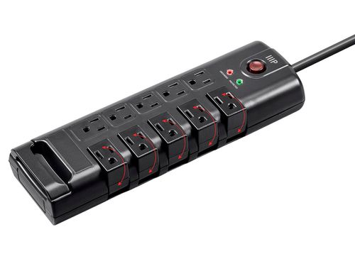 10 Outlet Rotating Power Strip Surge Protector Block 8ft Cord, 2880 Joules, Clamping Voltage 330V