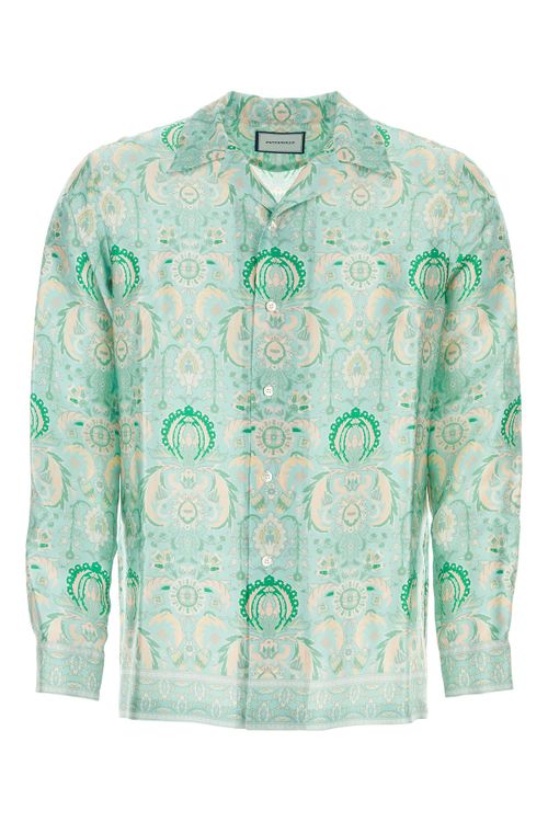 PANTAMOLLE Printed satin Pergamen Faket shirt