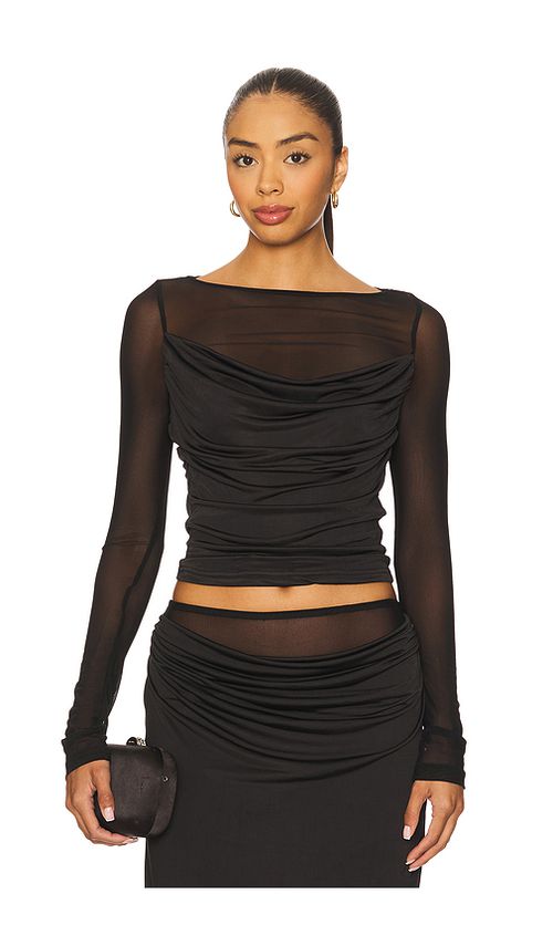 Runaway The Label Wilona Sleeved Cowl Top in Black. - XL also in L, M