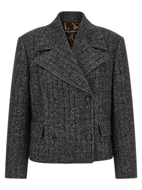 Double-Breasted Wool Blazer — Gray