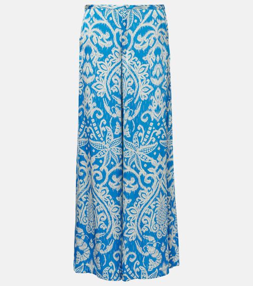Clea high-rise printed wide-leg pants