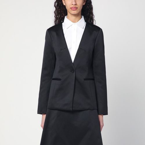 Black single breasted cotton blend jacket