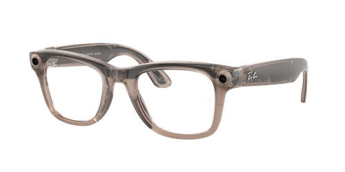 Ray-Ban Unisex Ray-Ban Meta Gen 1 Wayfarer - Frame color: Warm Stone, Lens color: Clear/Watermelon Red