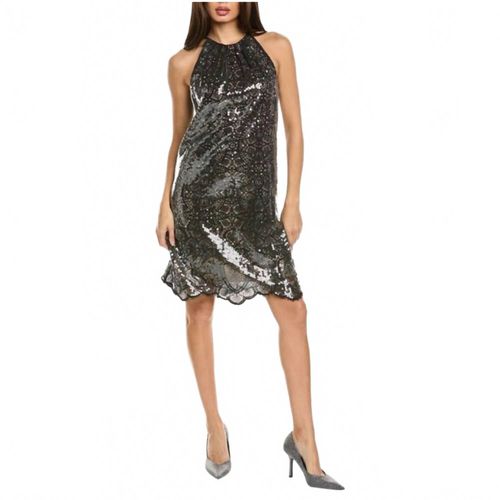 Maya Asymmetrical Sequin Cocktail Dress In Black