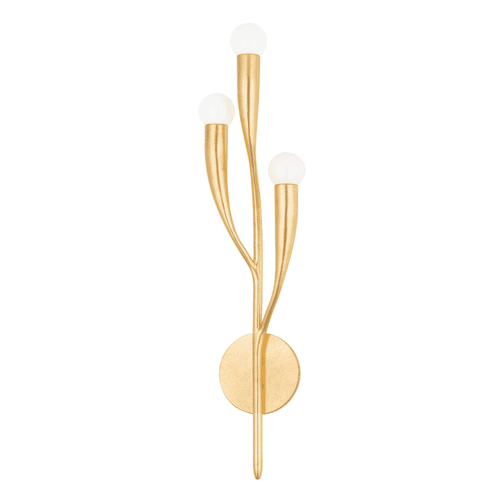 Vintage Gold Leaf Three Light Wall Sconce from the Labra Collection