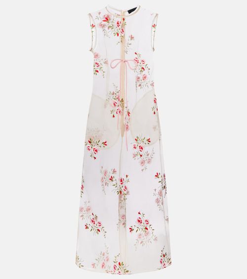Embroidered sheer organza midi dress