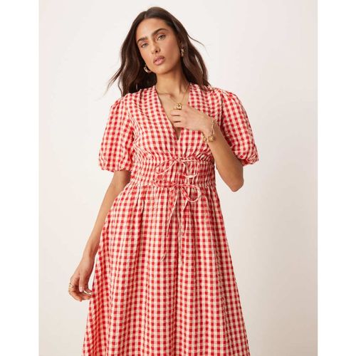 Nobody's Child Womens Scottie v-neck midi dress in red gingha