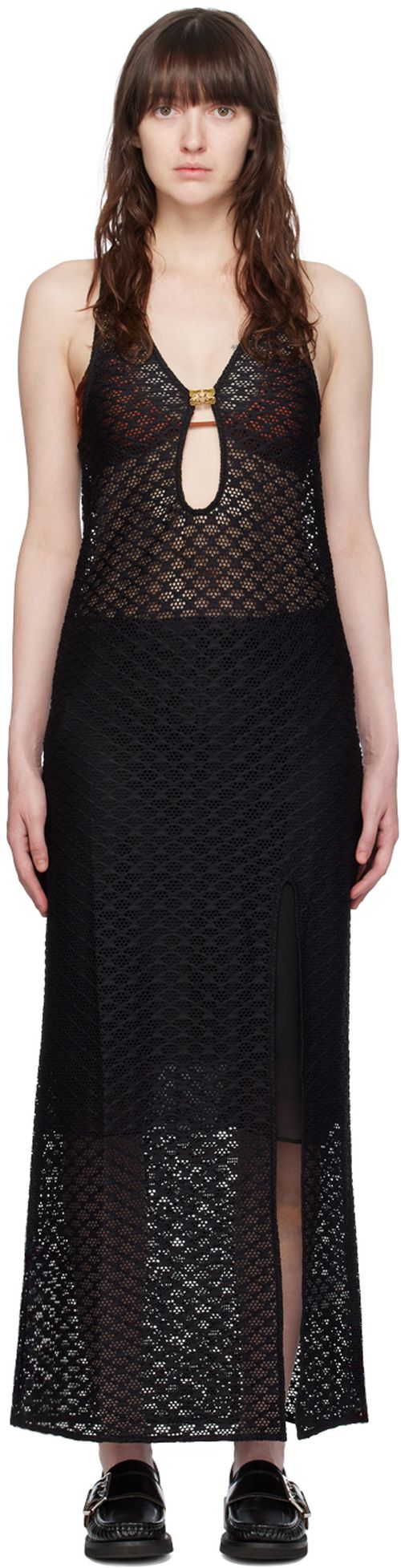 GANNI Black Hardware Maxi Dress