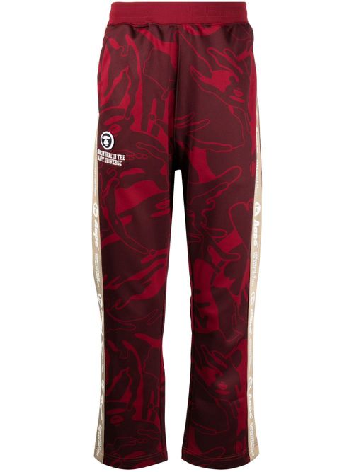 Graphic-print logo-patch trousers - Red