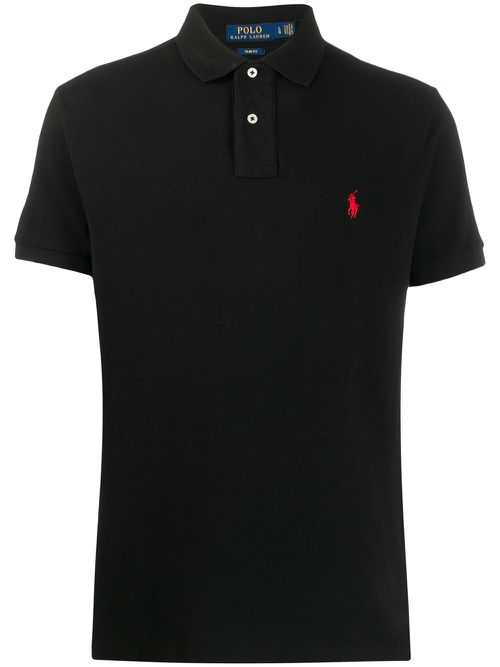 Embroidered logo polo shirt - Black
