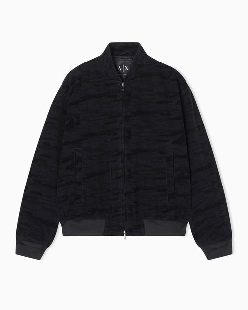 Blouson in jacquard denim fabric