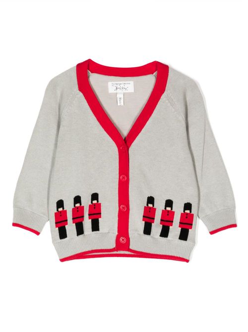 Intarsia-knit V-neck cardigan - Grey