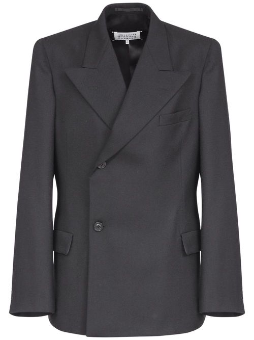Single-breasted wool blazer - Black