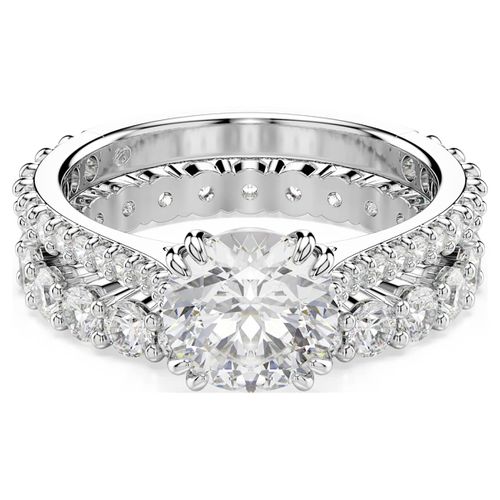 Stilla ring, Set (2), Round cut, White, Rhodium plated